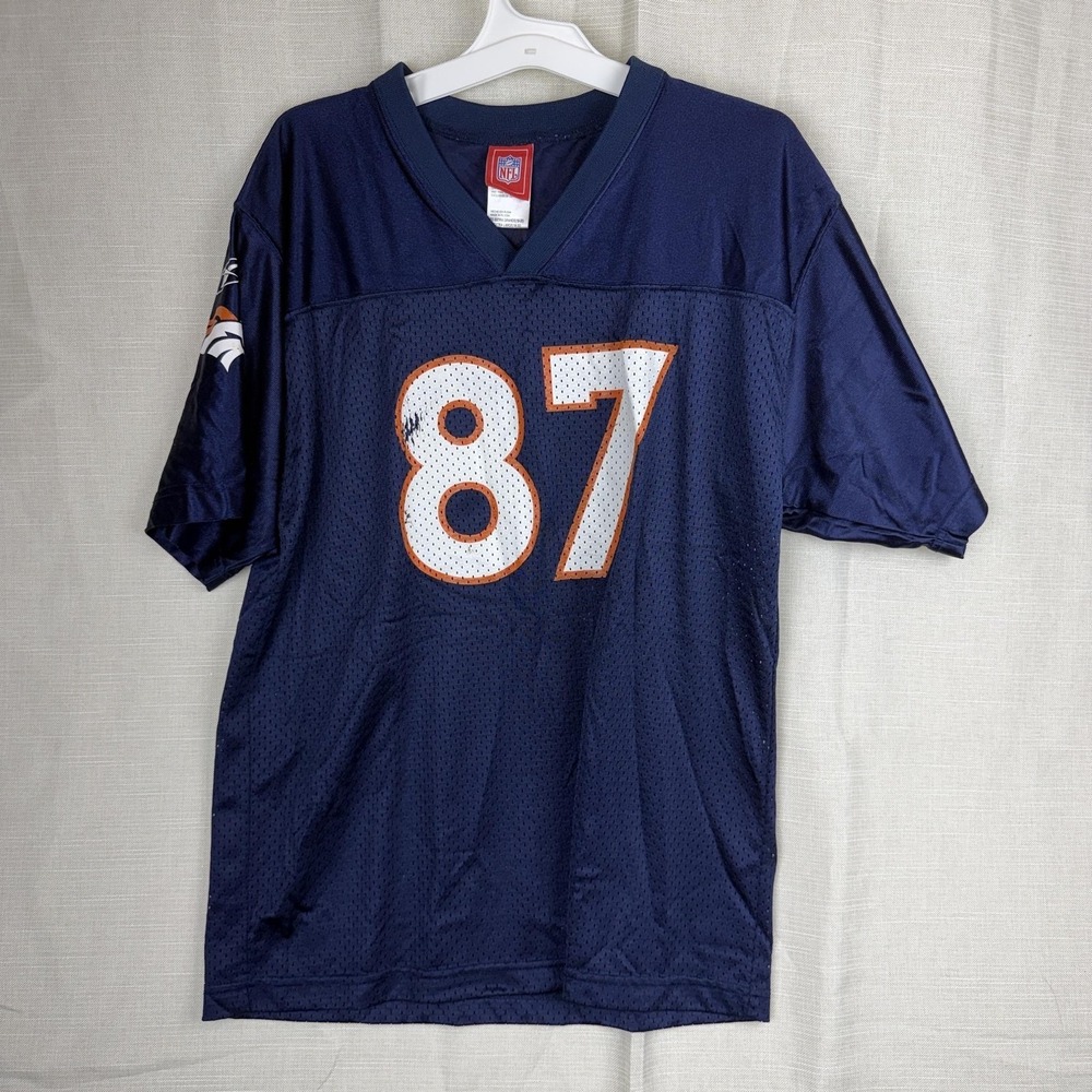 Denver Broncos Jersey Boys XL 18/20 Blue NFL Football Ed McCaffrey 87 Reebok